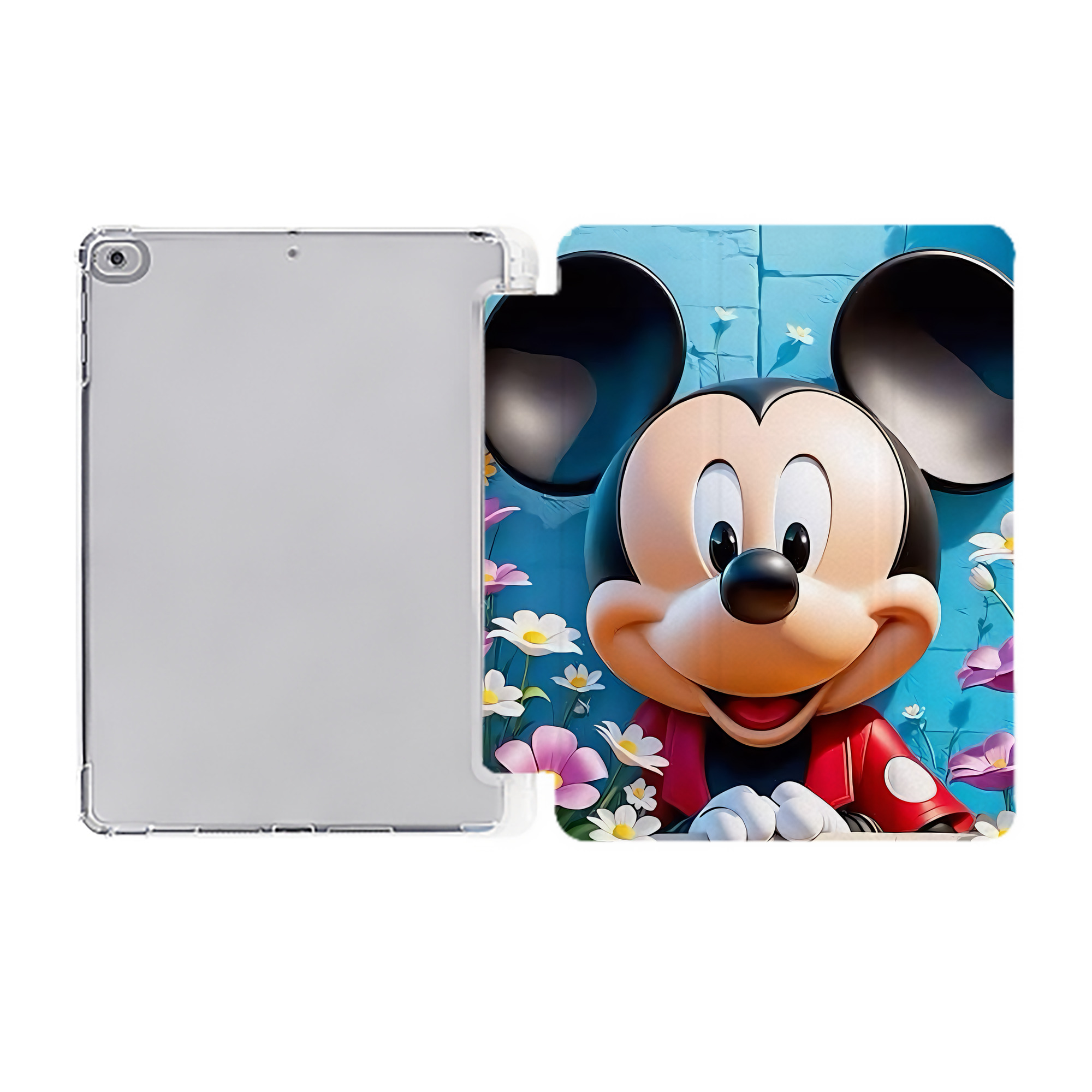 ミッキーマウス Mickey Mouse IPad ケース ペン収納付き 三つ折りスタンド PUレザー×シリコン 対応機種9.5/10.5/10.9インチ